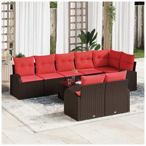 Set Divano da Giardino 9 pcs Marrone polyrattan - Foto 2