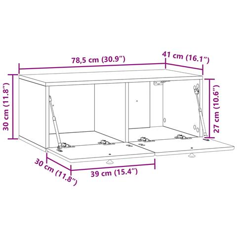 Mobile Porta TV da Muro 78,5 x 41 x 30 cm Bianco Lucido - Foto 8