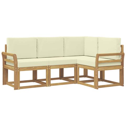 Set di divani da esterno con cuscino 4 pcs Bianco e Crema - Foto 1
