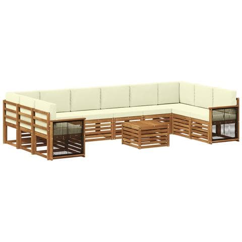 Set di divani da esterno con cuscino 8 pcs Naturale e Crema - Foto 1