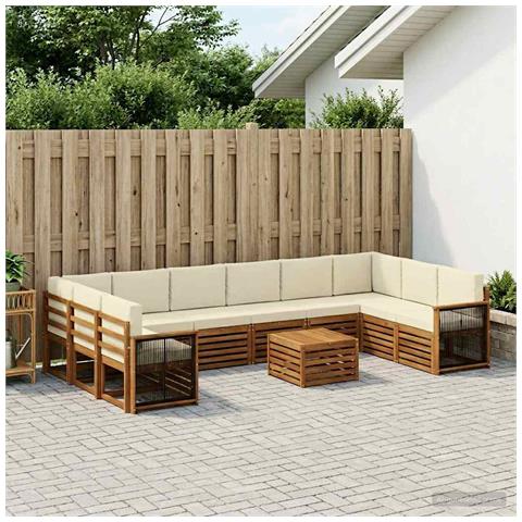 Set di divani da esterno con cuscino 8 pcs Naturale e Crema - Foto 2