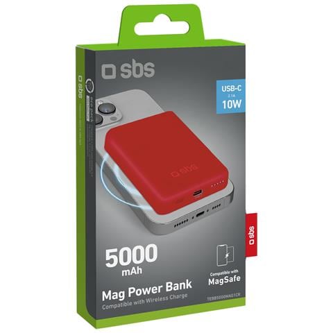 TEBB5000MAG1CR batteria portatile Polimeri di litio (LiPo) 5000 mAh Carica wireless Rosso - Foto 2