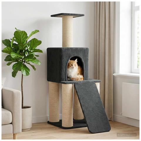 Albero per gatti con pali per graffiare in sisal Grigio Scuro - Foto 2