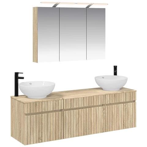 Set di Armadi da Bagno 4 pcs Rovere Sonoma Legno ingegnerizzato - Foto 1