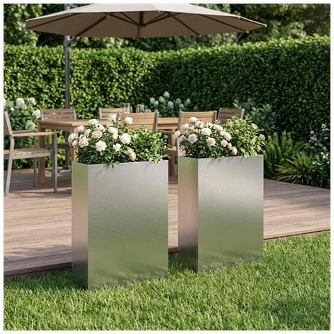 Vaso da giardino 2 pz Argento 40 x 20 x 75 cm Acciaio Inox - Foto 2