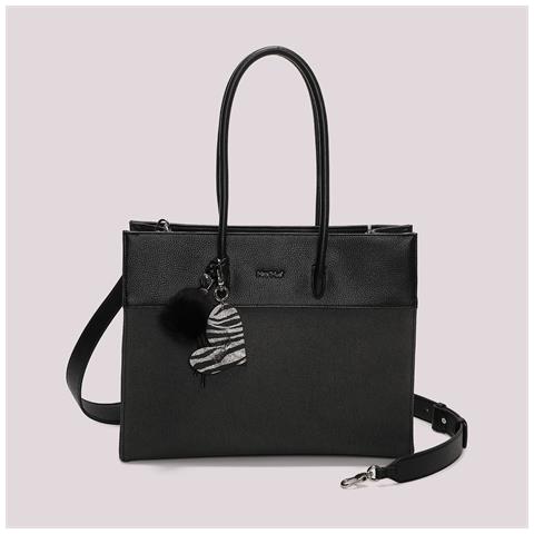 borsa tote con charm e cuore NERO - Foto 1