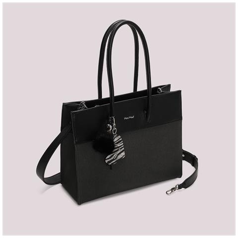 borsa tote con charm e cuore NERO - Foto 4