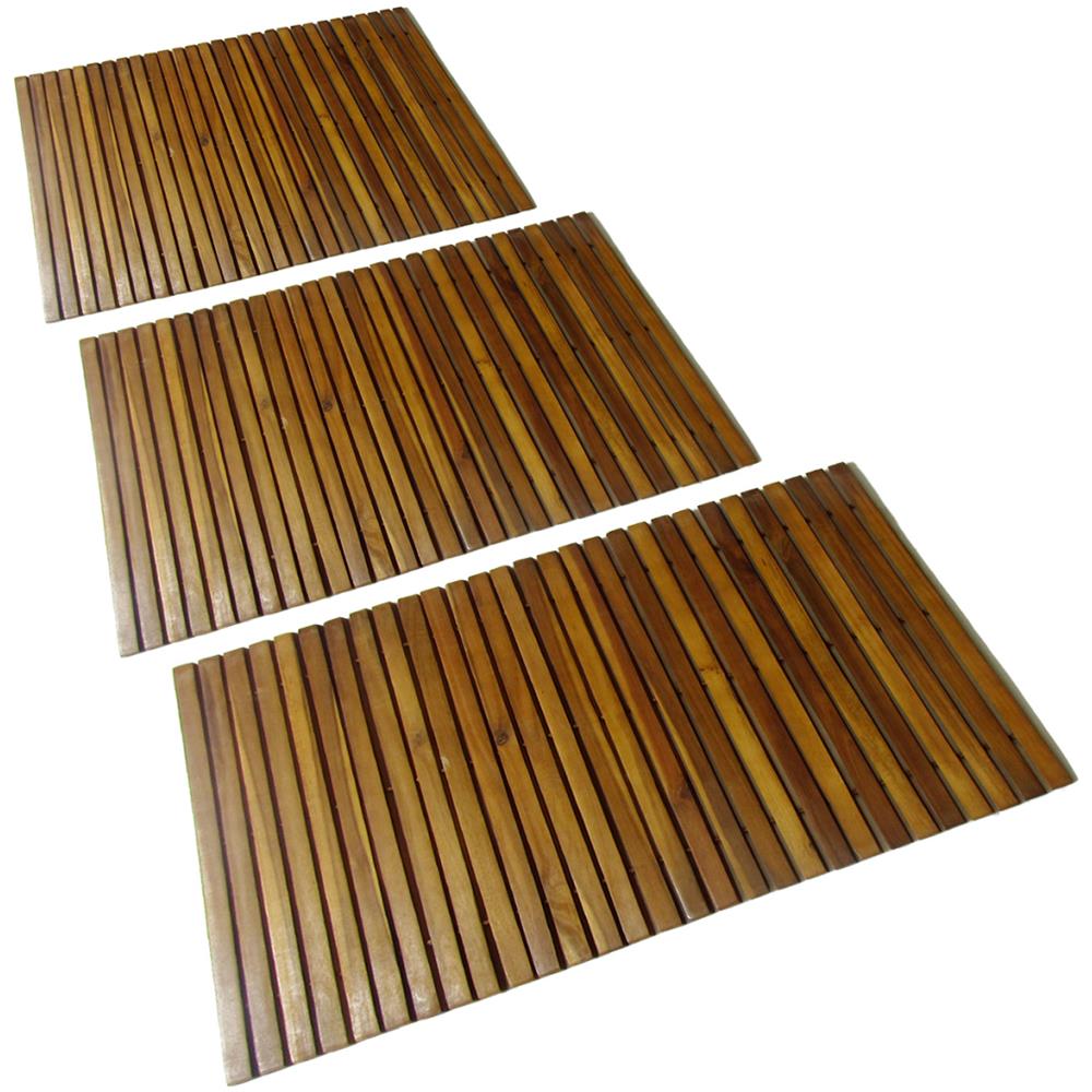 Set 3 Pz Stuoia Per Bagno In Acacia 80 X 50 Cm - Foto 1