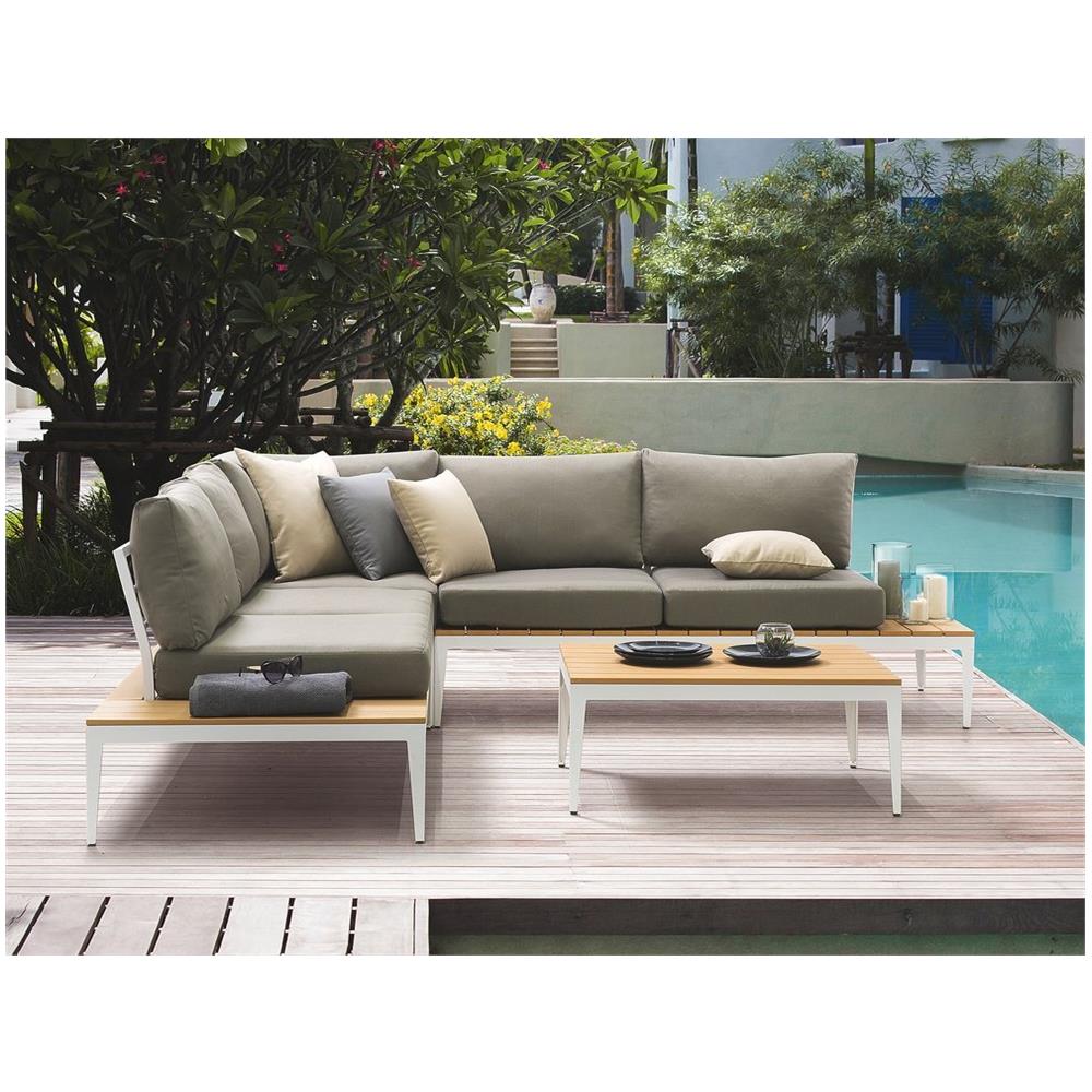 Set Da Giardino 4 Posti In Alluminio Bianco E Cuscini Grigi Positano - Foto 2