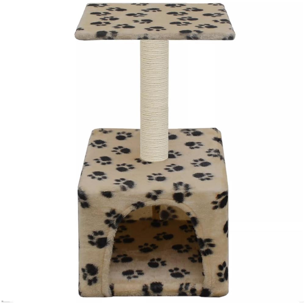 Albero Per Gatti E Tiragraffi Sisal 55 Cm Zampe Stampate Beige - Foto 2