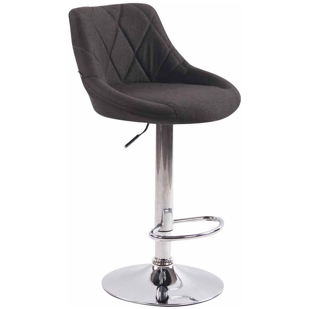 Sgabello Design LAZIO in Tessuto - Sedia Cucina Girevole e Regolabile (83-104 cm) con Poggiapiedi I Sgabello Bar Imbottito Grigio Scuro - Foto 1