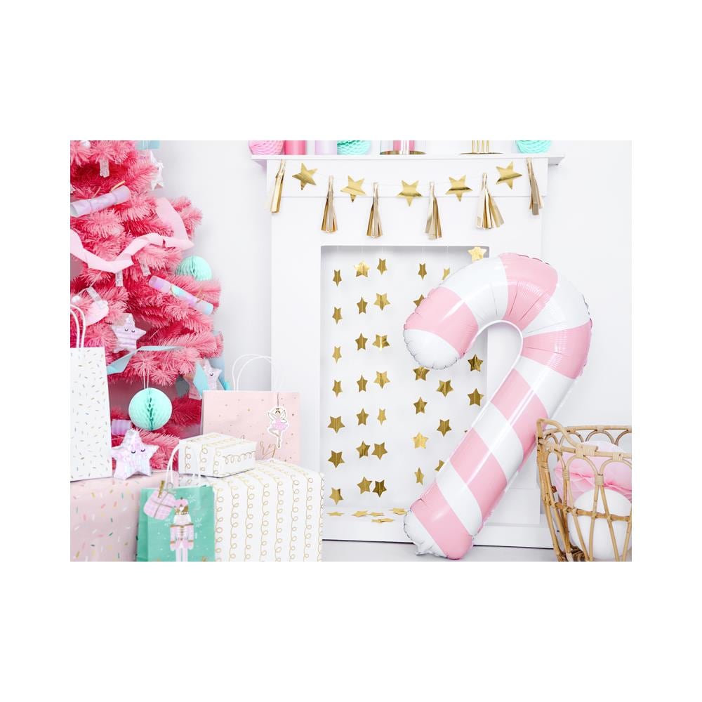 Partydeco - Palloncino Bastoncino Di Zucchero Bianco E Rosa - Foto 2