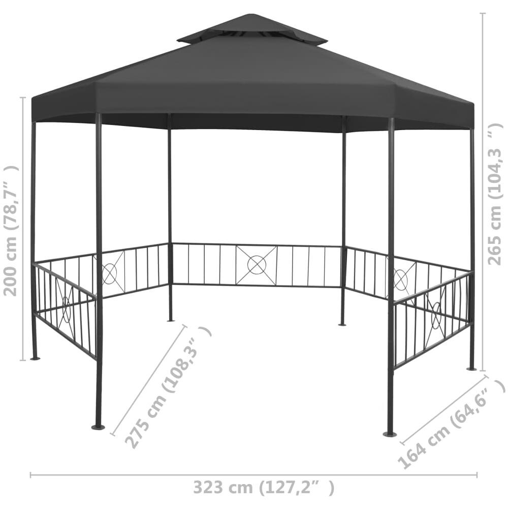 Gazebo Da Giardino 323x275x265 Cm Antracite - Foto 11