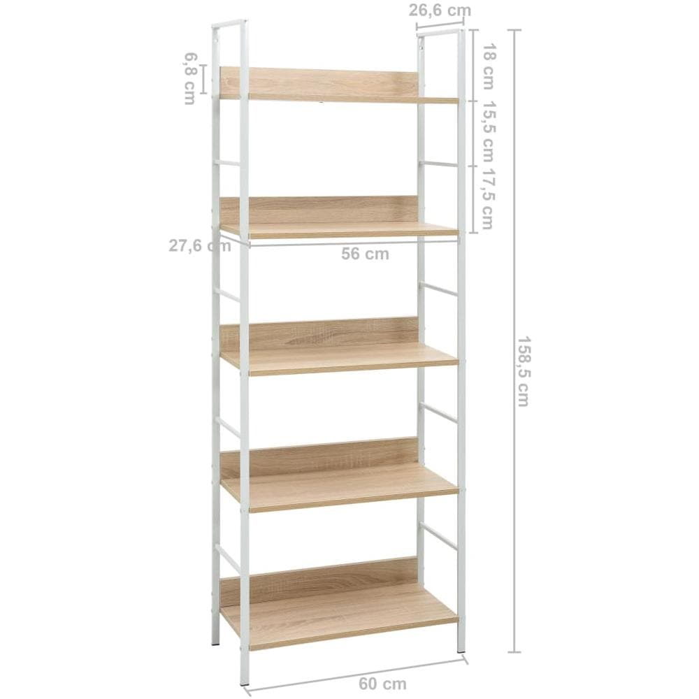 Scaffale Libri 5 Ripiani Rovere 60x27,6x158,5 Legno Multistrato - Foto 7