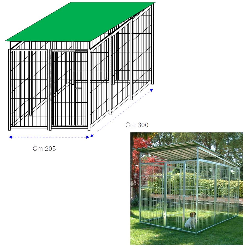 Box Per Cani Con Copertura Recinto In Rete Con Zincatura Elettrolitica Dimensioni 300 X 200 X H 180 Cm - Foto 1