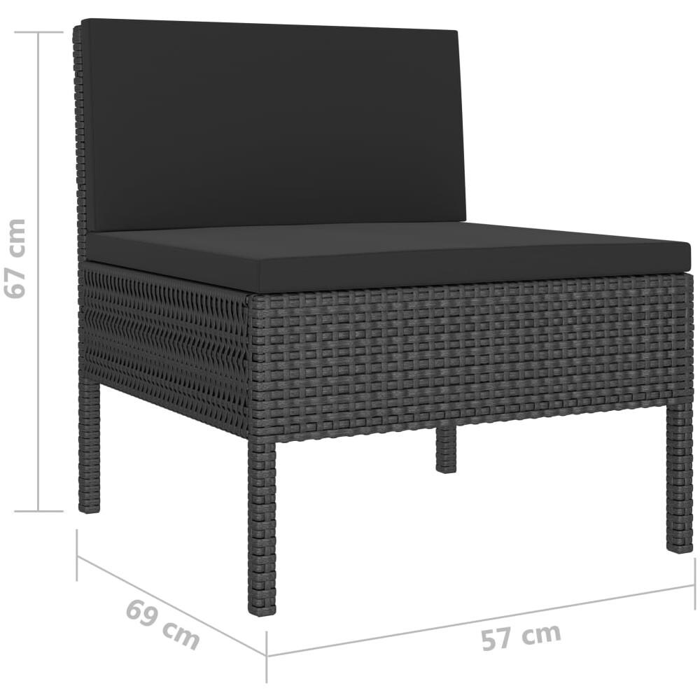 Set Divani Da Giardino 6 Pz Con Cuscini In Polyrattan Nero - Foto 6