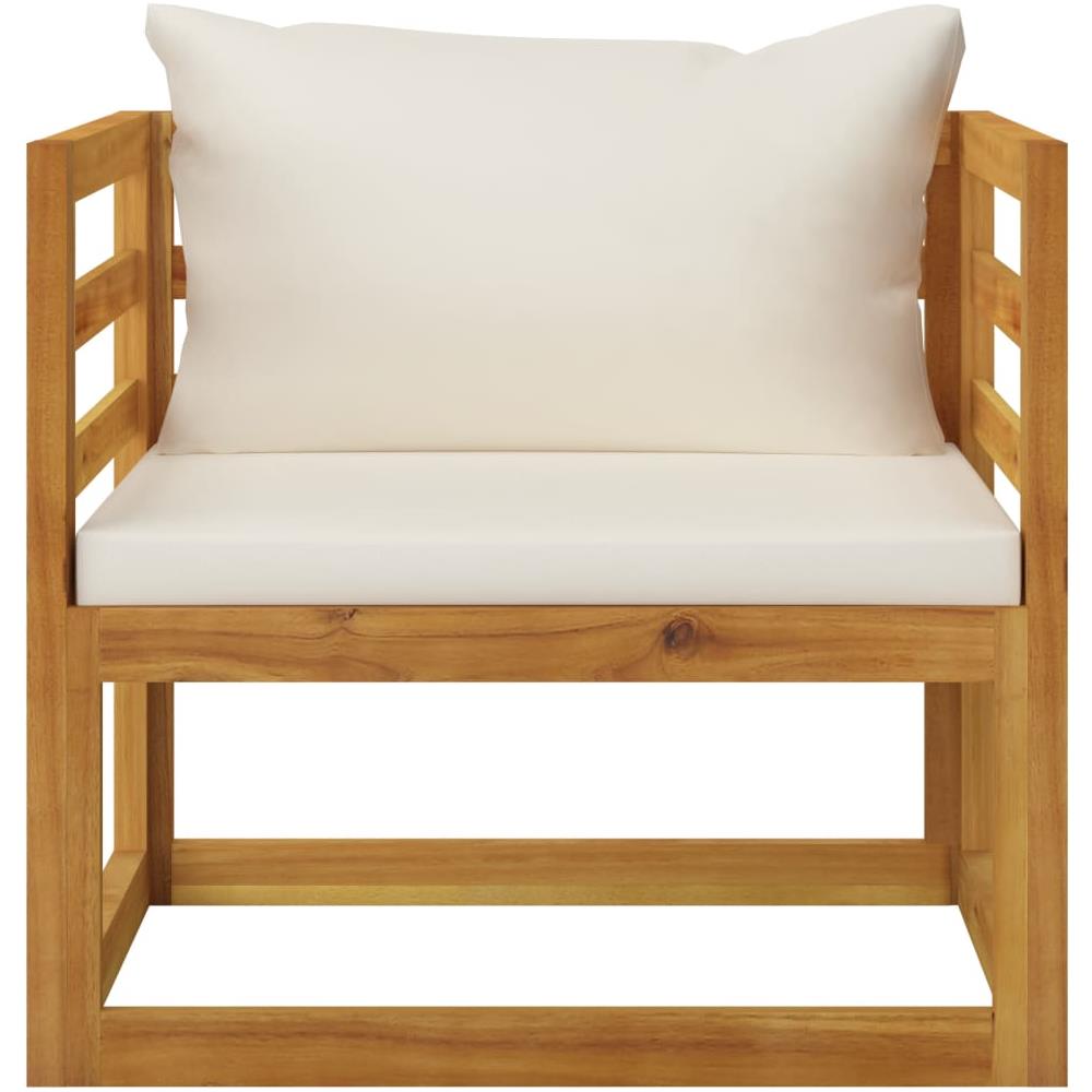 Sedia da Giardino con Cuscino Crema in Legno Massello di Acacia - Foto 2