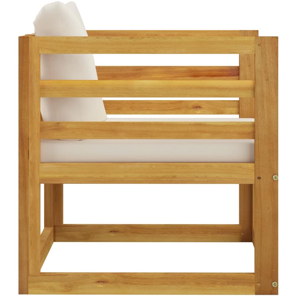 Sedia da Giardino con Cuscino Crema in Legno Massello di Acacia - Foto 3