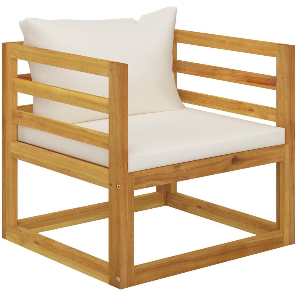 Sedia da Giardino con Cuscino Crema in Legno Massello di Acacia - Foto 1