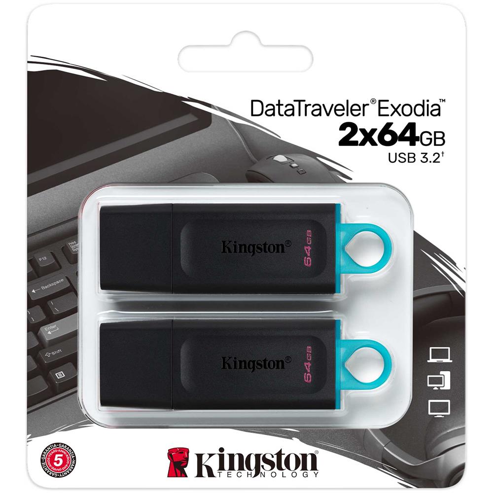Technology DataTraveler Exodia unità flash USB 64 GB USB tipo A 3.2 Gen 1 (3.1 Gen 1) Nero - Foto 2
