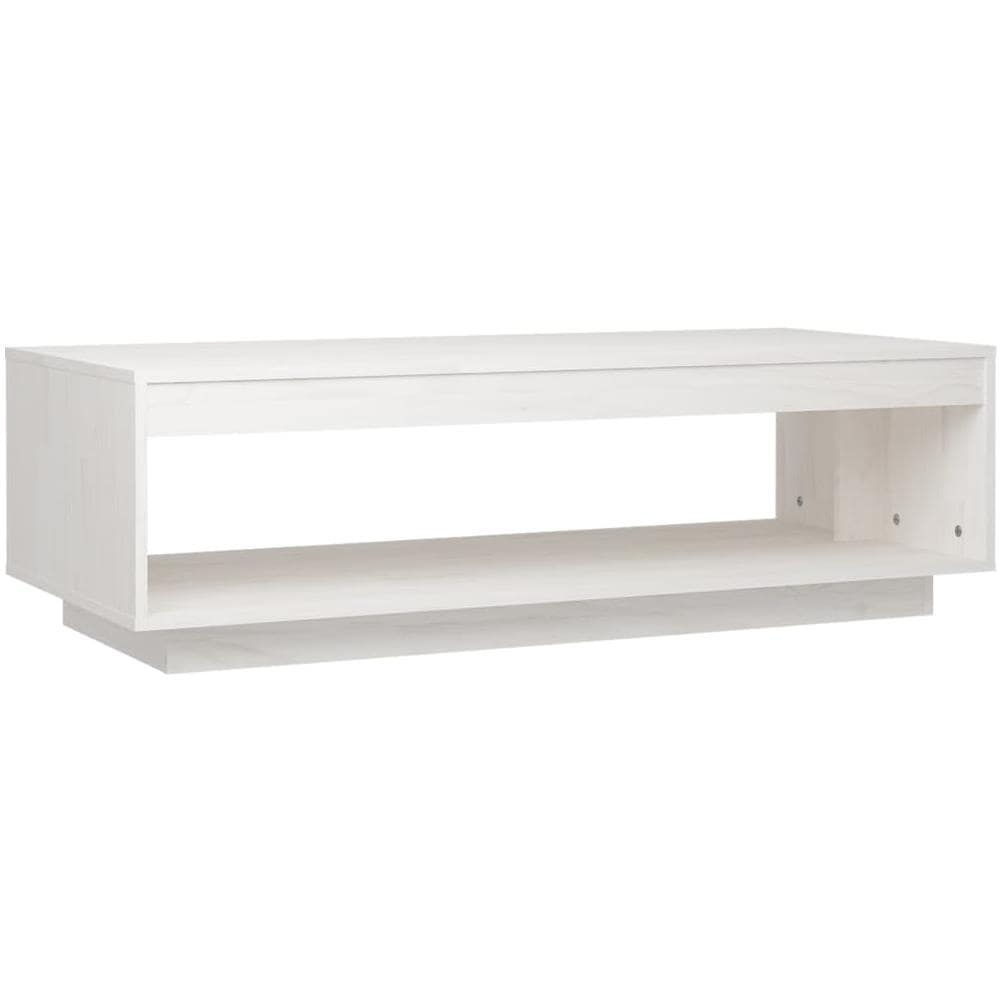 Tavolino Da Salotto Bianco 110x50x33,5cm Legno Massello Di Pino - Foto 2