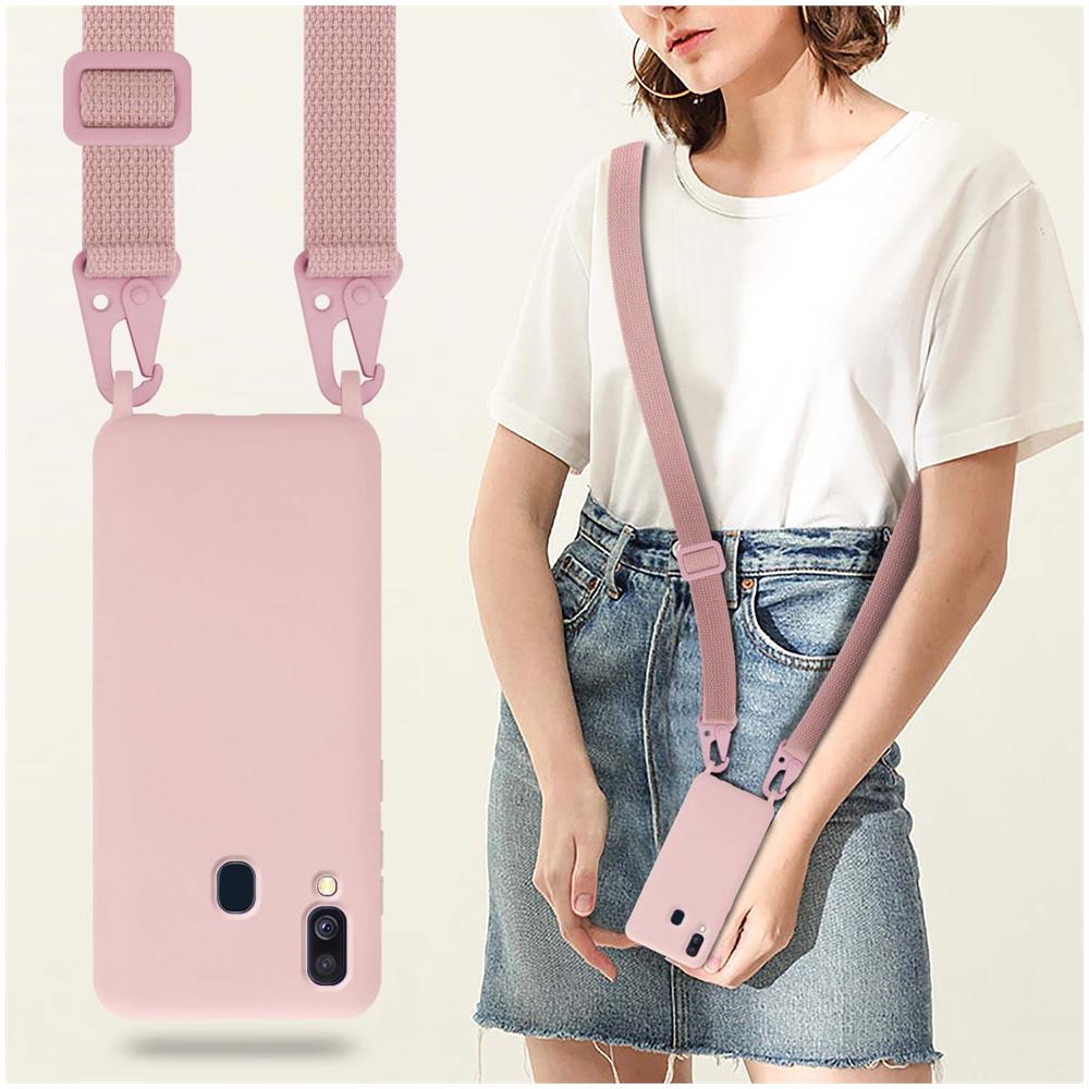 Catena Di Telefoni Cellulari Compatibile Con Samsung Galaxy A40 In Liquid Rosa - Coperchio Di Protezione In Silicone Con Cordino Regolabile In Lunghezza - Foto 6