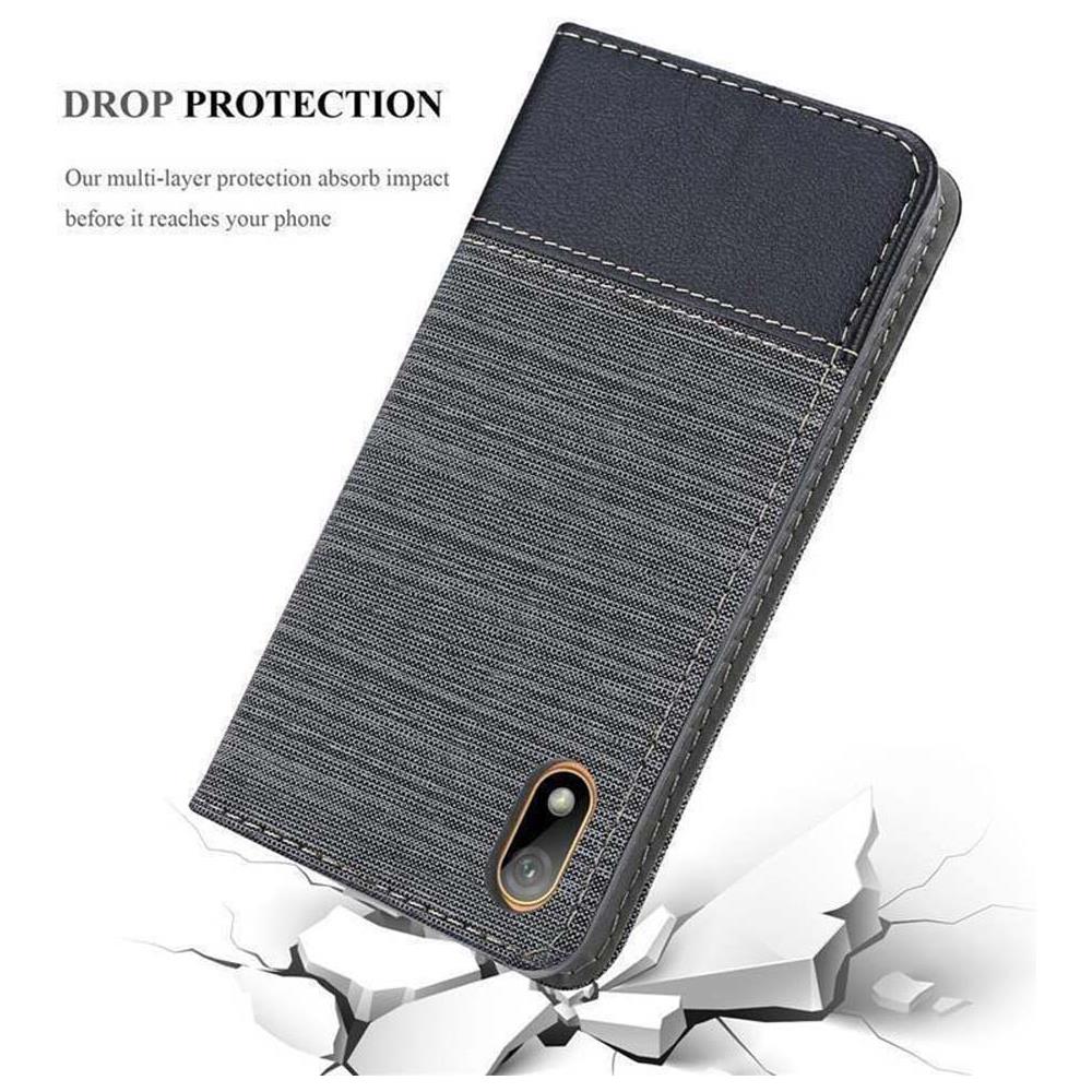 Custodia Compatibile Con Huawei Y5 2019 In Grigio Nero - Coperchio Protettiva Con Chiusura Magnetica, Funzione Stand E Tasca Per Le Carte - Foto 8