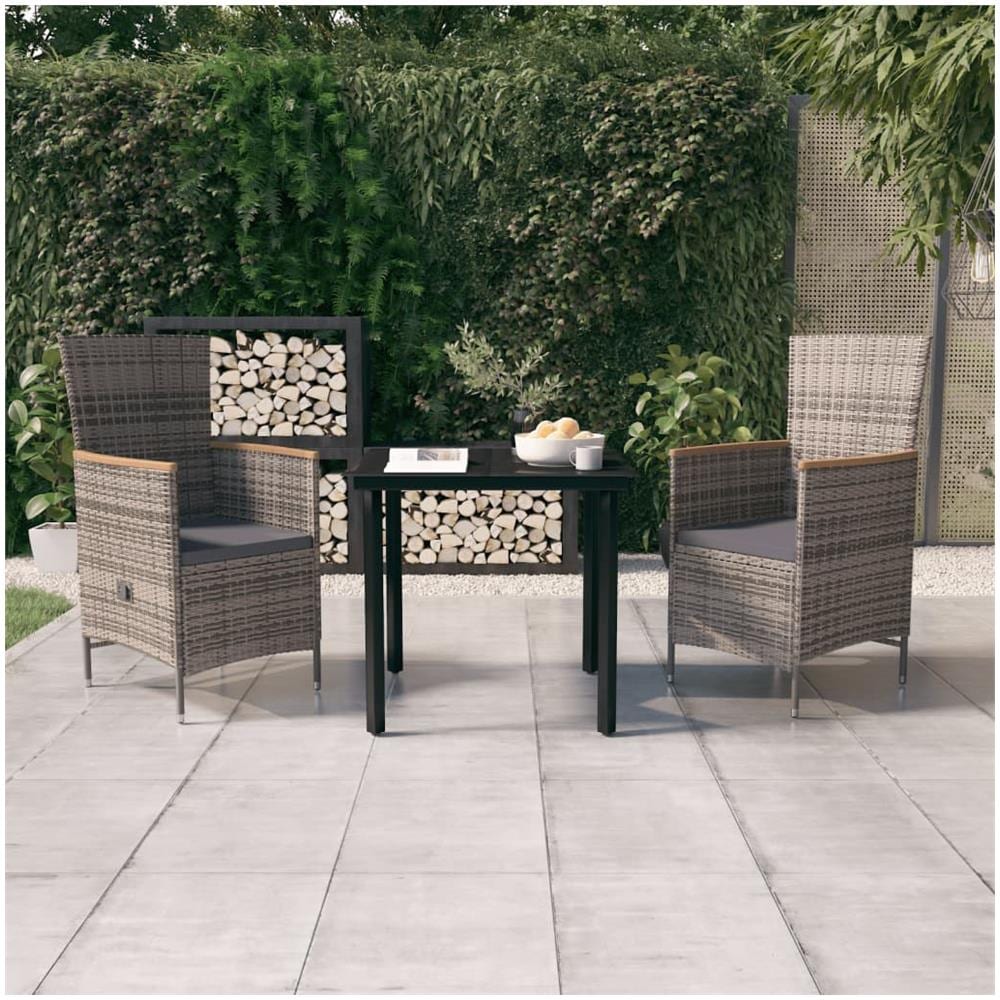 Set Da Pranzo Da Giardino Grigio 3 Pz Con Cuscini - Foto 1