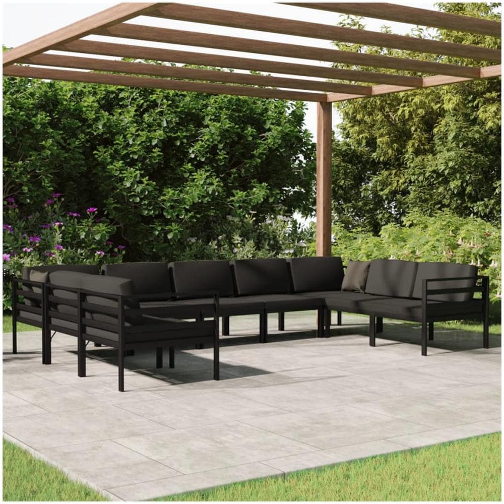 Set Divani Da Giardino 9 Pz Con Cuscini In Alluminio Antracite - Foto 1