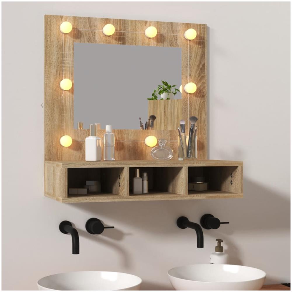 Mobile A Specchio Con Led Rovere Sonoma 60x31,5x62 Cm - Foto 1