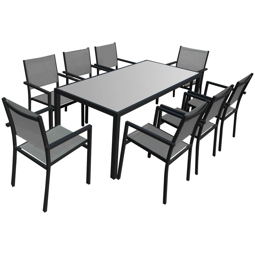 Set Di Mobili Da Giardino In Textilene Grigio Bari, 8 Posti A Sedere - Alluminio Antracite - Foto 1
