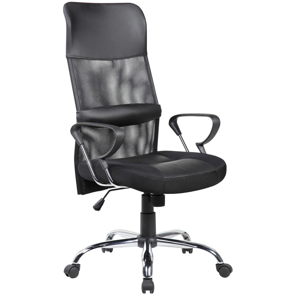 Sedia Da Ufficio Bay, Poltrona Presidenziale Con Braccioli, Sedia Ergonomica Da Ufficio, 56x61h111/121 Cm, Nero - Foto 1