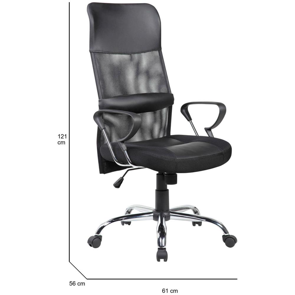 Sedia Da Ufficio Bay, Poltrona Presidenziale Con Braccioli, Sedia Ergonomica Da Ufficio, 56x61h111/121 Cm, Nero - Foto 2