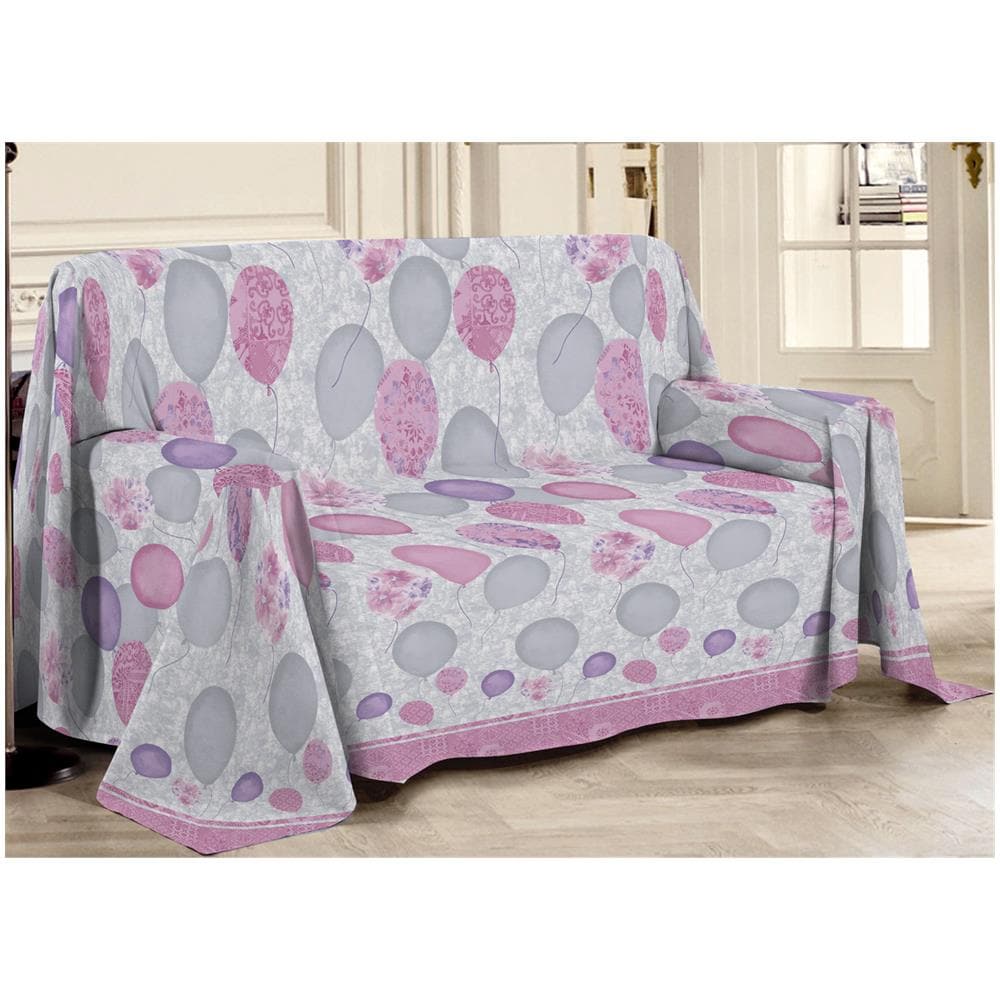 Telo Arredo Multiuso Linea Pensieri Delicati In Cotone Disegno Palloncini Matrimoniale Rosa - Foto 1