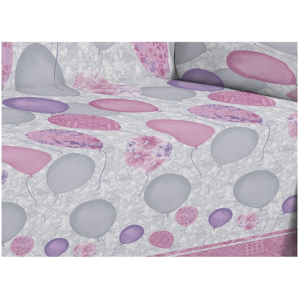 Telo Arredo Multiuso Linea Pensieri Delicati In Cotone Disegno Palloncini Matrimoniale Rosa - Foto 5