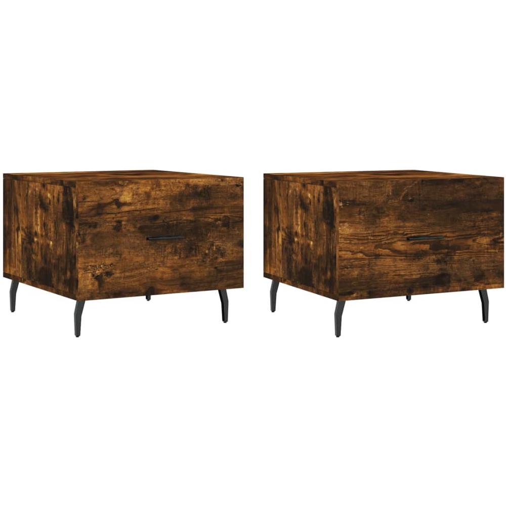 Tavolini Salotto 2 Pz Rovere Fumo 50x50x40cm Legno Multistrato - Foto 2