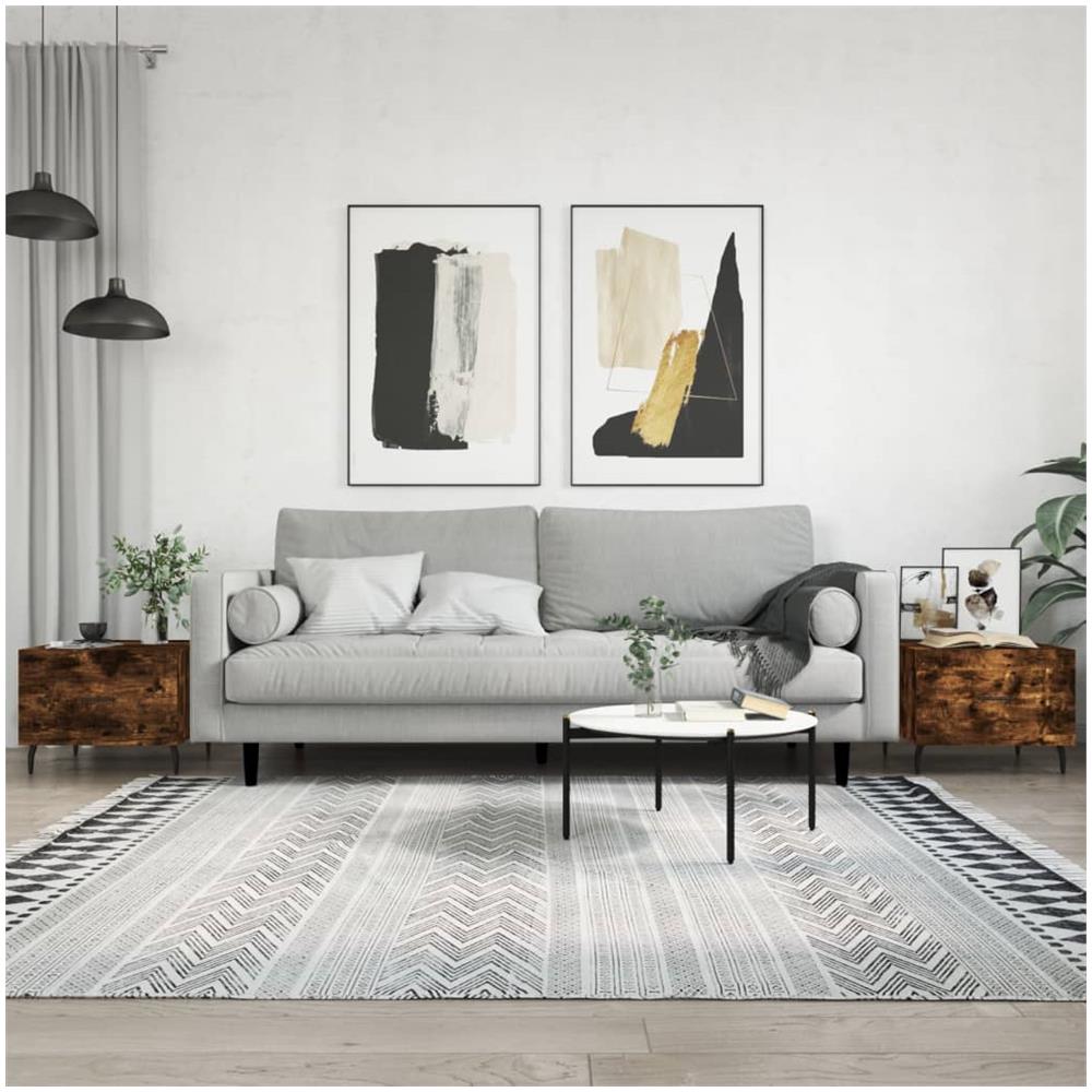 Tavolini Salotto 2 Pz Rovere Fumo 50x50x40cm Legno Multistrato - Foto 1
