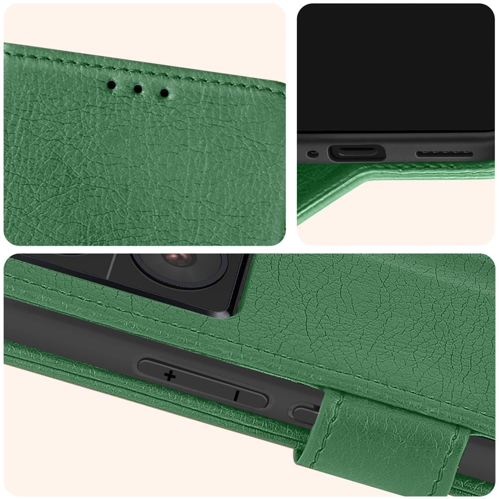 Custodia Per Xiaomi 13t E 13t Pro Copertina Portacarte Funzione Supporto Verde - Foto 5