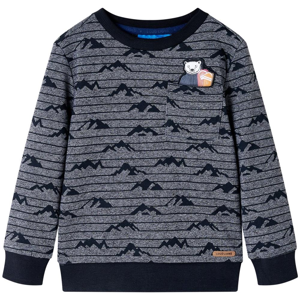 Felpa Per Bambini Con Stampa Collina Blu Marino Mélange 92 - Foto 1