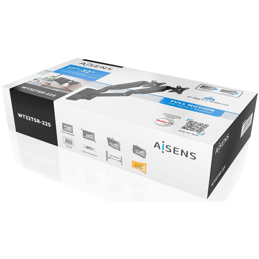 WT32TSR-225 supporto da tavolo per Tv a schermo piatto 81,3 cm (32") Nero Parete - Foto 6