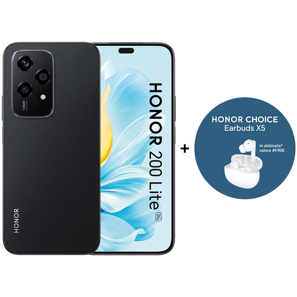 200 Lite 5G 256GB 8GB Ram Display 6.7" Doppia SIM Android 14 USB tipo-C 4500 mAh Midnight Black + Earbuds X5 (Bundle) - Foto 1