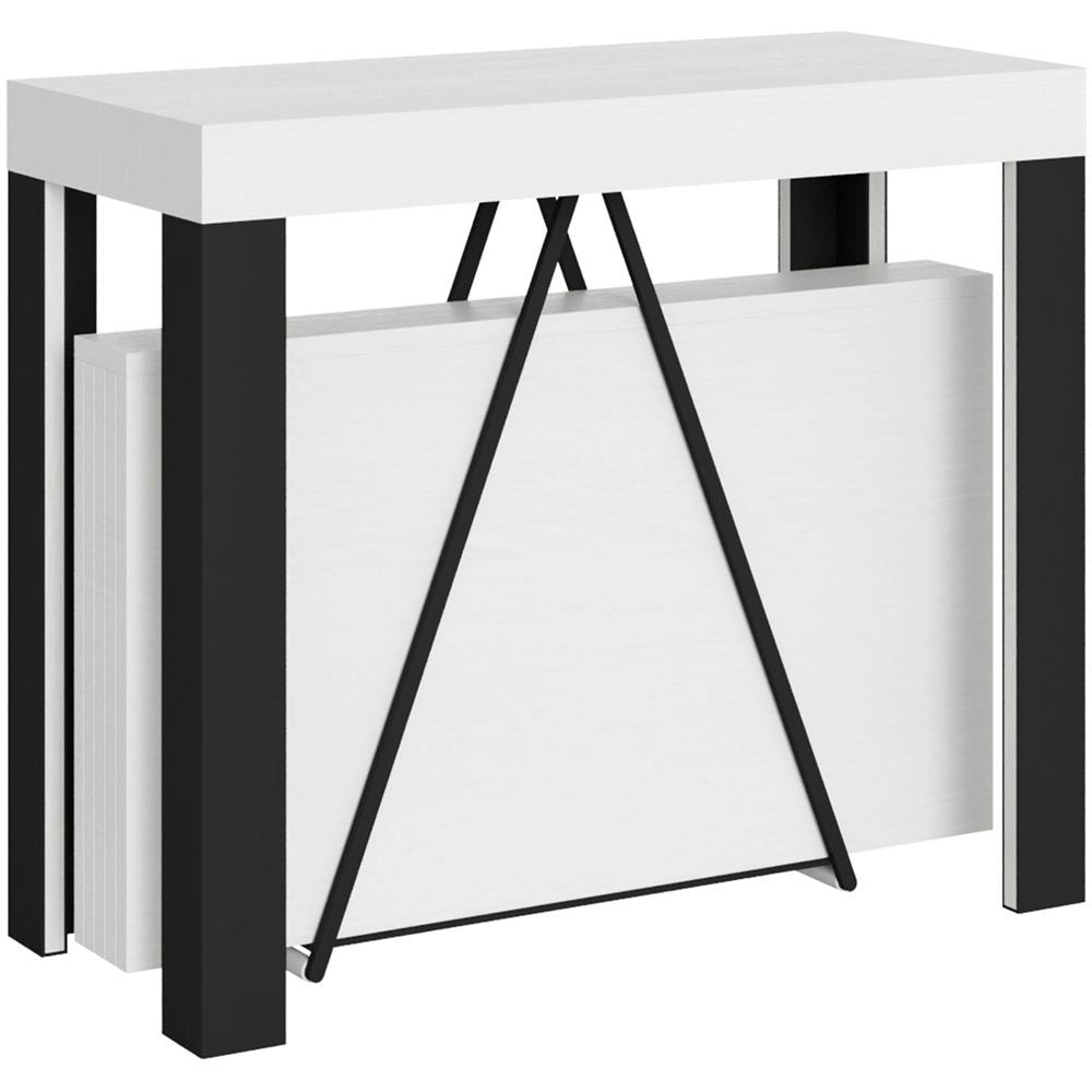 Consolle allungabile 90x40/196 cm Tarax Small bianco frassino telaio antracite - Foto 1