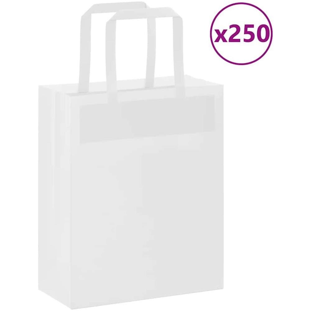 Sacchetti di Carta 250 pz con Manici Bianchi 18x8x22 cm - Foto 1