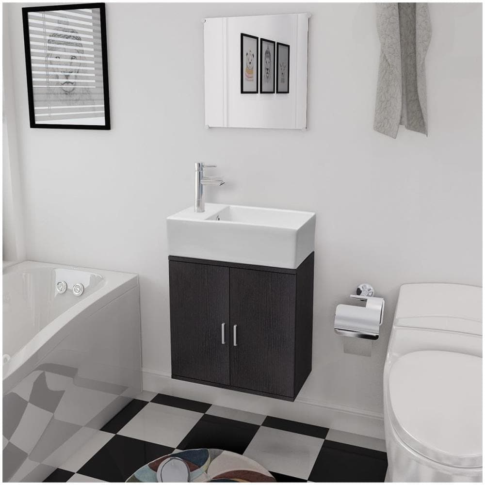 Set Mobili da Bagno con Lavabo 3 pz Nero - Foto 1