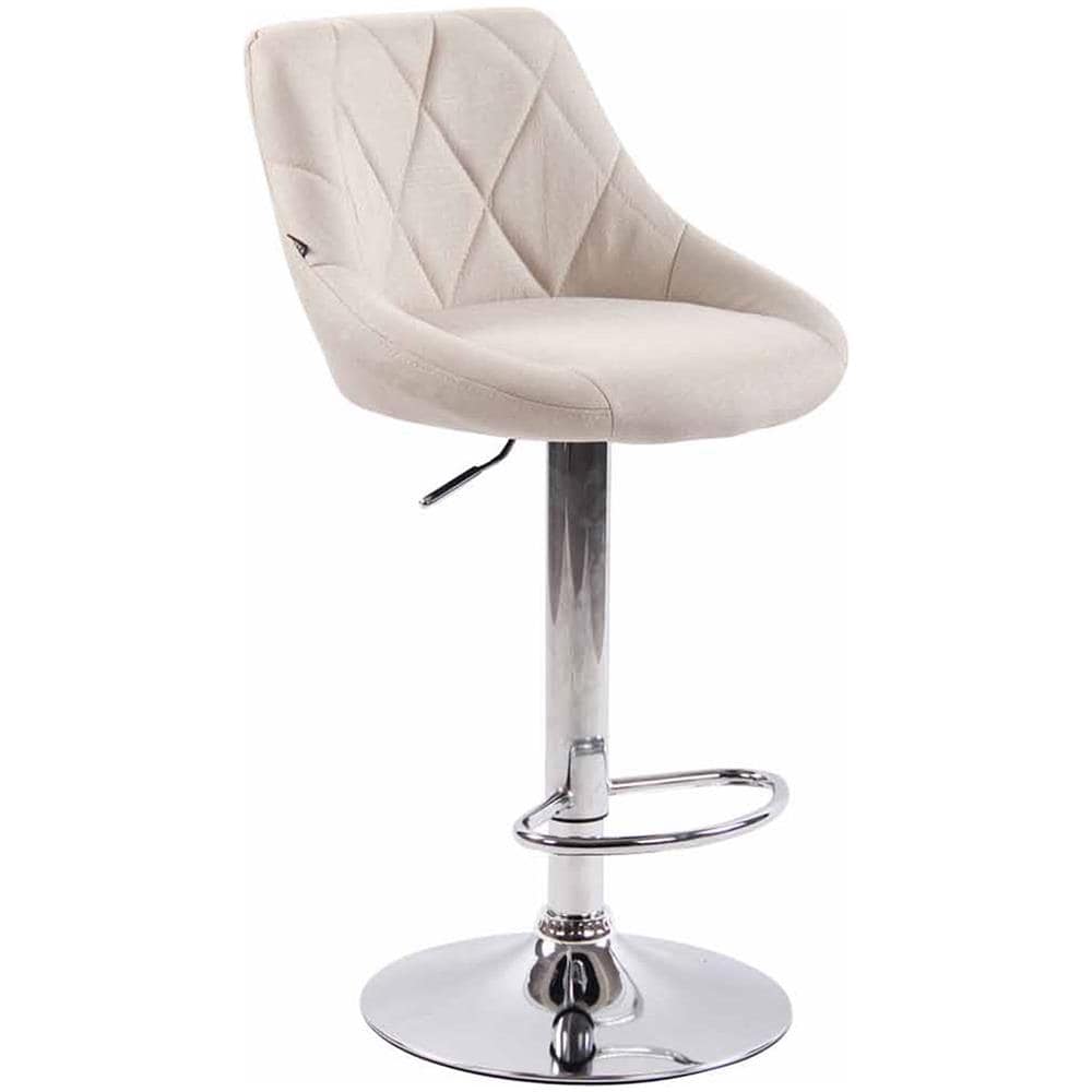 Sgabello Design LAZIO in Tessuto - Sedia Cucina Girevole e Regolabile (83-104 cm) con Poggiapiedi I Sgabello Bar Imbottito Crema - Foto 1