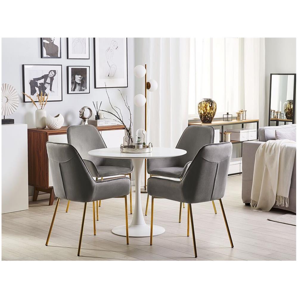 Set Di 2 Sedie Da Pranzo In Velluto Grigio Loverna - Foto 2