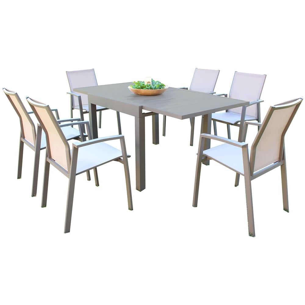 Jerri - Set Tavolo In Alluminio Cm 90/180 X 90 X 75 H Con 6 Poltrone Lotus - Foto 1