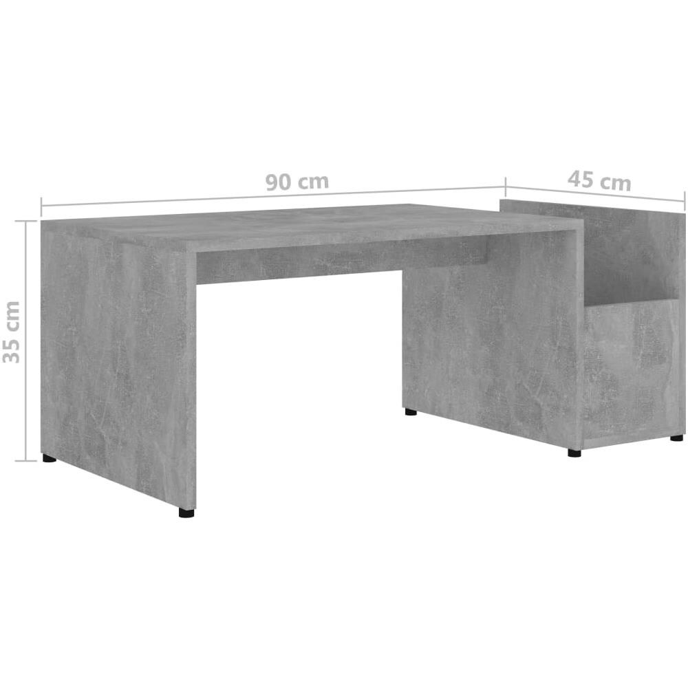 Tavolino da Salotto Grigio Cemento 90x45x35cm Legno Multistrato - Foto 11