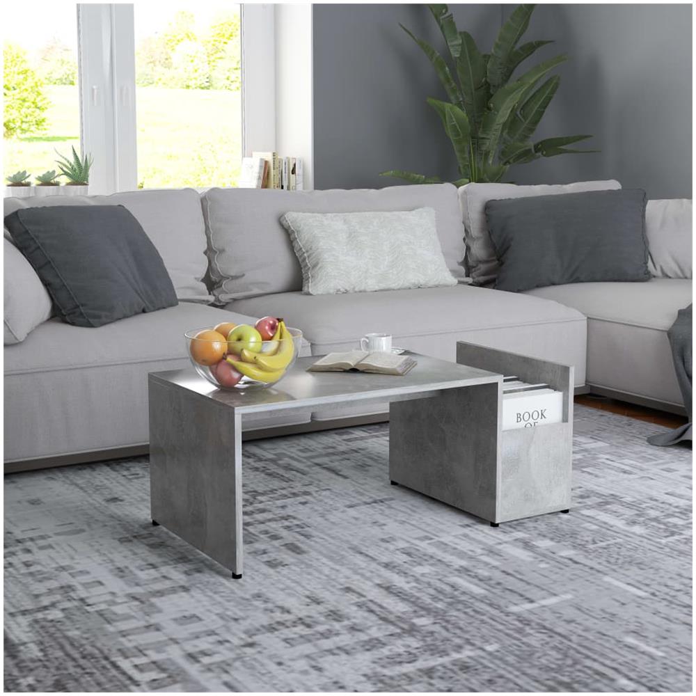 Tavolino da Salotto Grigio Cemento 90x45x35cm Legno Multistrato - Foto 1