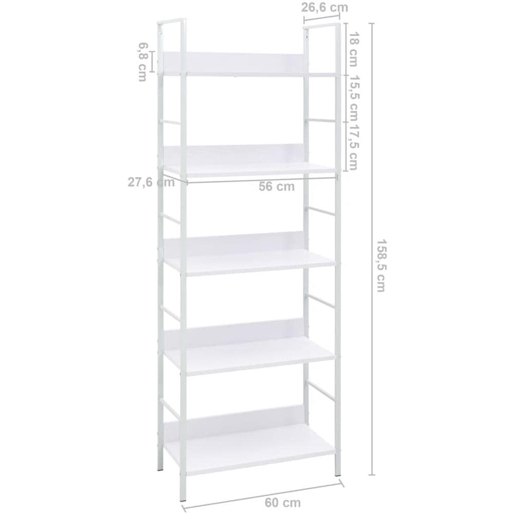 Scaffale Libri 5 Ripiani Bianco 60x27,6x158,5 Legno Multistrato - Foto 7